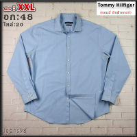 Tommy Hilfiger®แท้ อก 48 ไซส์ XXL เสื้อเชิ้ตผู้ชาย ทอมมี่ ฮิลฟิกเกอร์ สีฟ้า เสื้อแขนยาว เนื้อผ้าดีสวยๆ