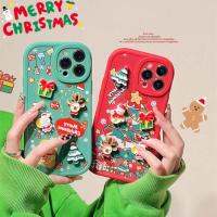 เคส3D ลายซานตาคลอสรูปต้นคริสต์มาสสำหรับ iPhone 15 14 13 12 11 Pro Max ฝาครอบโทรศัพท์ IPhone14 XS Max XR I8 I7 Plus เคส TPU แบบนิ่ม