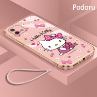 เคส OPPO A16K A16E ชุบทองเรียบง่ายสุดหรูเคสโทรศัพท์ Hello Kitty เคสซิลิโคน TPU นิ่ม