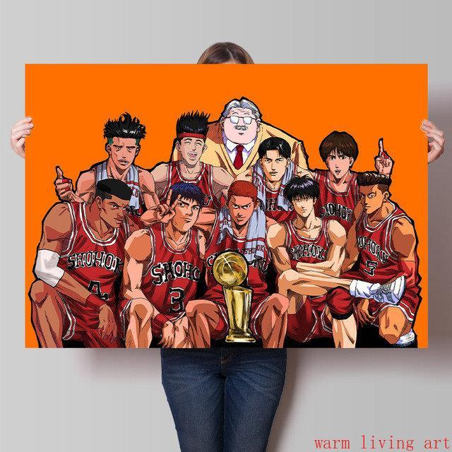 คาวาซากิฟิล์มโปสเตอร์-dunk-สแลมแนววินเทจญี่ปุ่นความสวยงามภาพอนิเมะมังงะภาพวาดผ้าใบติดผนังตกแต่งศิลปะการตกแต่งบ้านห้องคาวาอี้