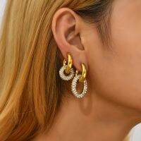 【YP】 Luxury Hoop Earrings for Gold Color Round Oval Fashion Jewelry