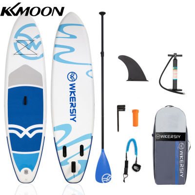 KKmoon Inflatable Stand Up Paddle Board Non-Slip SUP สำหรับทุกระดับทักษะ Surf Board พร้อมปั๊มลมพกพากระเป๋า Leash เรือยืนสำหรับเยาวชนและผู้ใหญ่