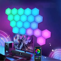 1-20 PCS 5V USB APP LED Hexagonal Night Light For Indoor Home DIY Decoration Creative RGB Decor Atmosphere Quantum Wall Lamps Night Lights