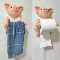 Roll Paper Shelf Cute Pig Toilet Paper Holder Shelf Bathroom Kitchen Wall No-hole Hanging Towel Rack Toilet Roll Holders