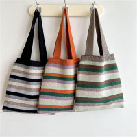 Bag Large Capacity Bag Gift Woolen Bag Womens Bag Knitted Bag Tote Bag Color Collision Bag