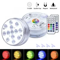 21 Key RF Remote Control RGB Submersible LED Lights IP68 Waterproof Underwater Pool Lights Diving Light for Party Vase Fountain