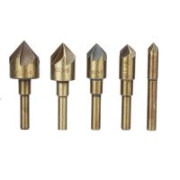 5ชิ้น5ขลุ่ย Countersink สว่านชุด82องศาจุดมุมรอบก้านไม้ Chamfering ตัดขูดสำหรับไม้โลหะเจาะ