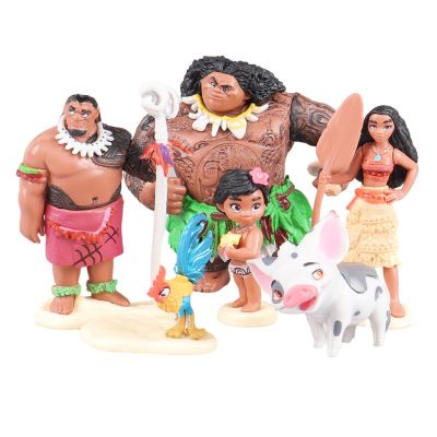 ZZOOI 6/10Pcs Set Disney Movie Moana Figure Dolls Set Demigod Maui Moana Waialiki Heihei Action Figure Model Kids birthday Gift