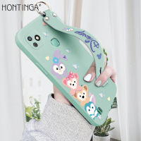 Hontinga เคสโทรศัพท์สำหรับ Infinix Smart HD 2021,เคสยางขอบซิลิโคนนิ่มทรงสี่เหลี่ยมลายการ์ตูนน่ารักเคสป้องกันกล้องสำหรับเด็กผู้หญิง (พร้อมสายคล้อง)