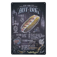 ป้ายสังกะสีวินเทจ วิธีทำ Hot Dog, ฮอทด็อก, ขนาด 20x30 ซม