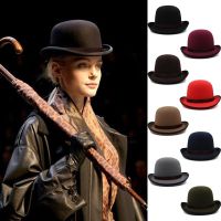 【Explosion umbrella】 ผู้ชายผู้หญิงผ้าขนสัตว์ผสมรูปไข่ Bowler หมวกขนสัตว์ Fedora หมวก Trilby คลาสสิก Derby Sunhat ปรับ UK M L US 7 1/8 7 3/8