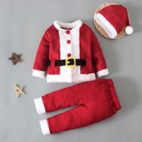 เสื้อคลุมกันหนาวคอสเพลย์ซานต้าขนแกะชุดเด็กหัดเดินคริสต์มาสเด็กสาวชุดคอสเพลย์ชุดคริสต์มาส