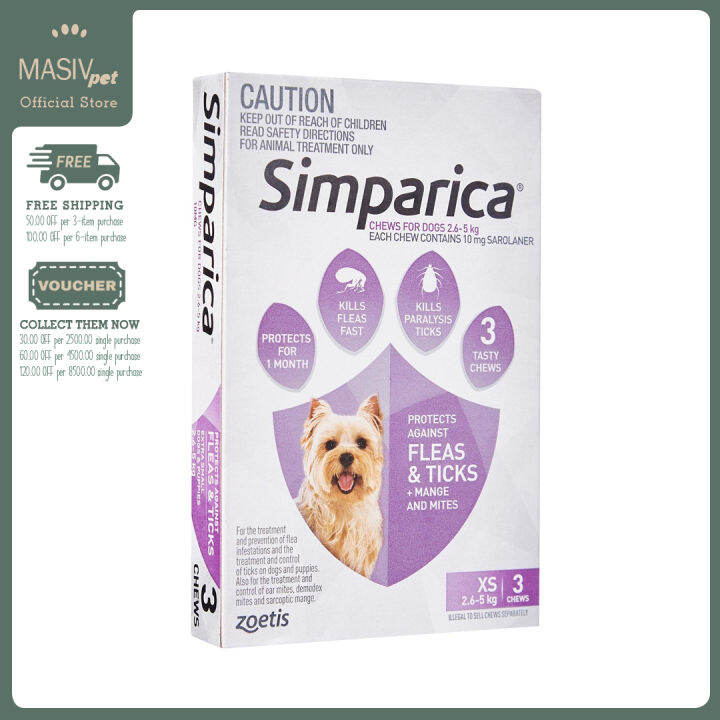 Zoetis Simparica | Sarolaner | 3 x 10mg Tick and Flea Chewable Tablets ...