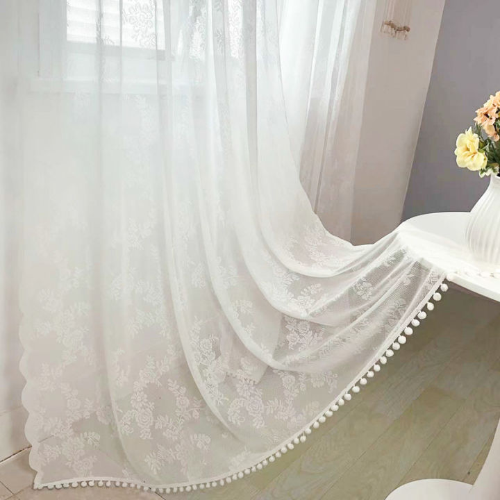 ผ้าม่านผ้าโปร่งลูกไม้สีขาวหรูหราสำหรับห้องนั่งเล่นห้องนอน-มีหลายขนาด140-120-180-220-280-330ผ้าม่านสำหรับหน้าต่างลูกไม้หรือ-kotchen