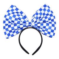 Oktoberfest Headband Party Bow Hair Hoop Decorative Party Favor Lightweight Blue and White Plaid Headwear for Oktoberfest Photography candid