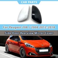 กรอบหุ้มกระจกมองหลังประตูข้าง ABS 2ชิ้นสำหรับ Peugeot 208/ 2008 2012-2018ด้านซ้าย + ขวาอุปกรณ์เสริมรถยนต์สไตล์ทดแทน