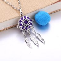 【CC】▫☜◎  Feather Locket Pendant Perfume Aromatherapy Diffuser Necklace With 8837