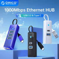 ORICO USB 3.0 Type C HUB RJ45 1000Mbps Ethernet Lan Adapter การ์ดเครือข่าย Gigabit 5Gbps OTG Splitter สำหรับ PC อุปกรณ์เสริมคอมพิวเตอร์