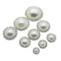 White Pearl Buttons Mix Size Sewing Round Metal Button Accessories 10Pcs/Lot DIY Handwork Ribbon Hair Girl Shiny Silver Decor Haberdashery