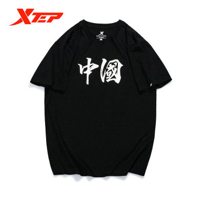 Xtep Tshirt สำหรับ Unise ผ้าฝ้ายบริสุทธิ์แขนสั้นเสื้อยืดกีฬาหลวมครึ่งแขนเสื้อยืด879227010240