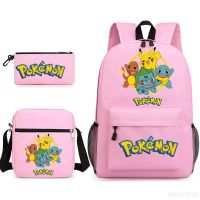 Pokemon 3pcs/set Kid Child Schoolbag Pikachu Backpack Schoolbag Cool Waterproof Schoolbag Night Student School Bag