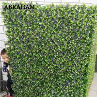 60x40cm Plastic Leaves Artificial Plant Wall Green Grass Fake Leafs Wall False Lawn Big Flower Row For Wedding Garden Home Decor