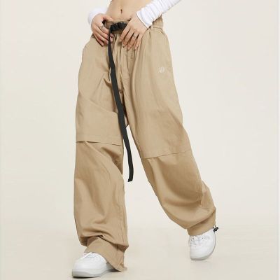 กางเกงคาร์โก้ฮิปฮอปขากว้างสำหรับผู้หญิงกางเกงเต้นรำวินเทจทรงหลวมสไตล์เกาหลี