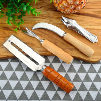 4PCS ชุดสแตนเลสสับปะรด Sugarcane Peeler เครื่องตัด Slicers Paring มีดส้อมชุดผลไม้ Store เครื่องมือมีดสับปะรด