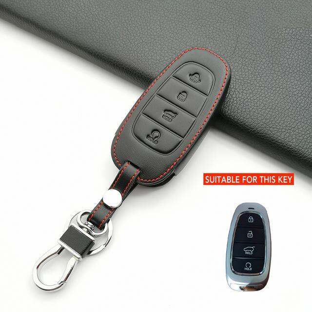 leather-car-key-case-for-hyundai-palisade-grandeur-azera-elantra-gt-kona-2018-2019-smart-remote-fob-protector-cover-accessories
