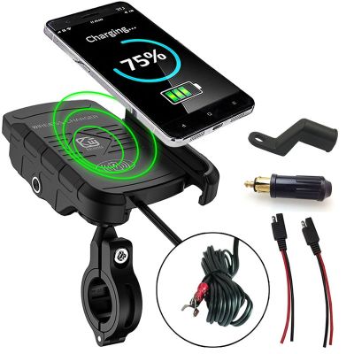 15W Motorcycle Phone Holder Wireless Charger for Moto Motorbike Scooter ATV Qi Fast Charging Mirror Handlebar Mobile Stand Mount