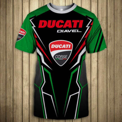 New mens Ducati motorcycle logo digital printing short-sleeved casual high-quality T-shirt brand hip-hop street trend top