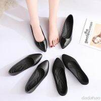 ▣✑✵ cri237 35-41 Comfortable Professional Shoes Women Work Long Standing Must-Have Black Flat Leather All-Match Low-Heeled Thick Heel Interview Cabinet Sister Round Toe Bag Uniform