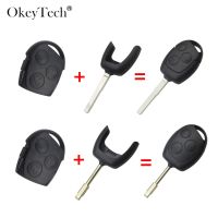 Okeytech 3 Buttons Replacement Car Key Shell Case Cover For Ford Mondeo Focus 2 3 Festiva Fiesta Transit Remote Key Blade