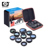 ZZOOI APEXEL Camera Lens Kit 10 in 1 Macro Wide Fisheye 10x Telescope For Phones CPL Star Filter For iPhone Huawei Samsung Smartphones