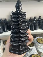 Natural stone pagoda point Obsidian carving Wenchang Tower Energy Chakra Crystal and Healing crystal