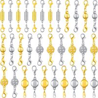 32Pcs Magnetic Lobster Clasps Jewelry Extenders Locking Clasp Rhinestone Ball Magnetic Clasps for Jewelry Bracelet