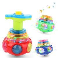 【DT】 1Pcs Glutinous Gyroscope Bagged Round Luminous Toy Light Music Rotating Gyro Random Color Gyro  hot