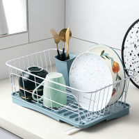 Dish Drying Rack with Drainboard Drainer Kitchen Light Duty Countertop Utensil Organizer Storage for Home Black White 2-Tier