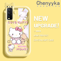 เคส Chenyyka สำหรับ VIVO Y20 Y20i Y20s Y12s Y20 2021 Y11s Y12A Y20T Y20S M Y20S D เคสการ์ตูนน่ารักลายแมว Hello ลูกแมวใหม่อัปเกรดกันกระแทกแบบใสซิลิโคนนิ่มเคสมือถือเคสโปร่งใสลายกล้องถ่ายรูปสร้างสรรค์ฝาครอบป้องกัน