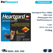 Heartgard Plus < 25lbs - Viên nhai phòng Giun tim chó < 11.5kg - 1 viên