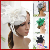 Windycat Faux Feather Fascinator หมวกตาข่ายหมวกไหมพรมรูปร่างตาข่าย Mini Beret หมวก Headdress