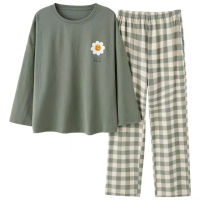 Spring Autumn Women Sleep Lounge Pajama Long Sleeved Pajama Set Cartoon Pyjamas Polyester Sleepwear Home Clothes 3XL 5XL Fashion