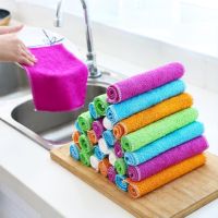 10pcs Bamboo Fiber16*18cm Double-layer Dish Towel Rag Household Cleaning Accessories Cleaning Products Kitchen Towel Dish Cloth  Towels