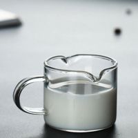 Set of 2 Glass Milk Jug Twin Spout Pouring Coffee Cream Sauce Jug Barista Craft Coffee Latte Milk Frothing Jug Pitcher