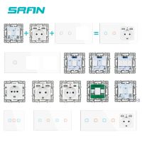 ❖✌ SRAN Wall Touch Switch White DIY Part Glass Panel Frame EU USB Wall Socket 1/2/3Gang 1/2 way Wifi Light Switch Part