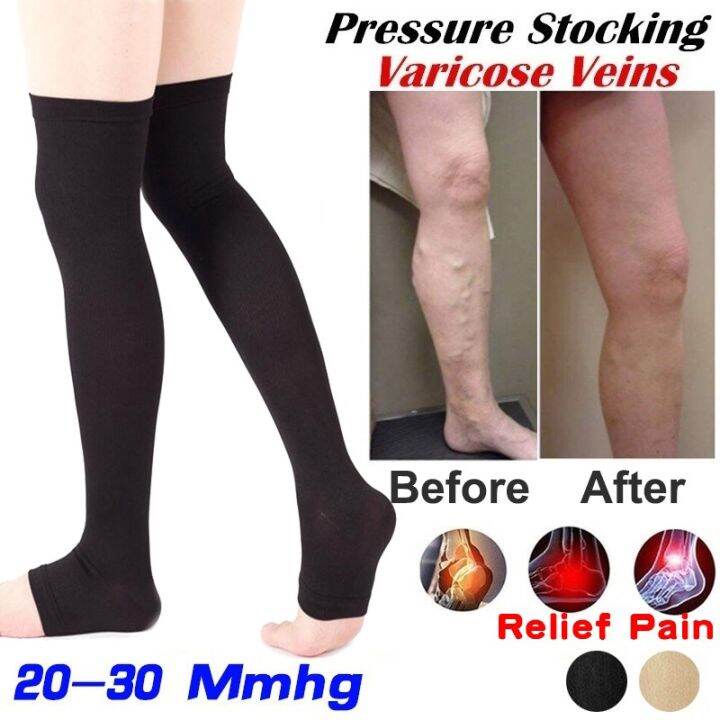 M/XL Fit Unisex KneeHigh Compression Stockings Varicose Veins Open Toe