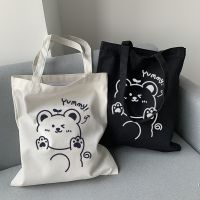 ↂ 2022 Women Bag Korea Style Cartoon Kawaii Shopping Canvas Bag Large Capacity Handbag Women Shoulder Bag Fun Cute Shopper Bag