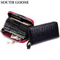 Genuine Leather Long Zipper Card Holder Wallets RFID Business Credit Card Holder Women Clutch Wallets Passport Holder Coin Purse Card Holders