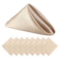 【small stationery】   8Pcs 40X40 CmSquare Table Napkins Faux Satin Hemmed Handkerchief งานแต่งงาน TableDinner Decor