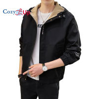 Cozy Up Fashion Bomber Jackets Men Long Sleeve Casual Hooded Slim Fit Solid Color